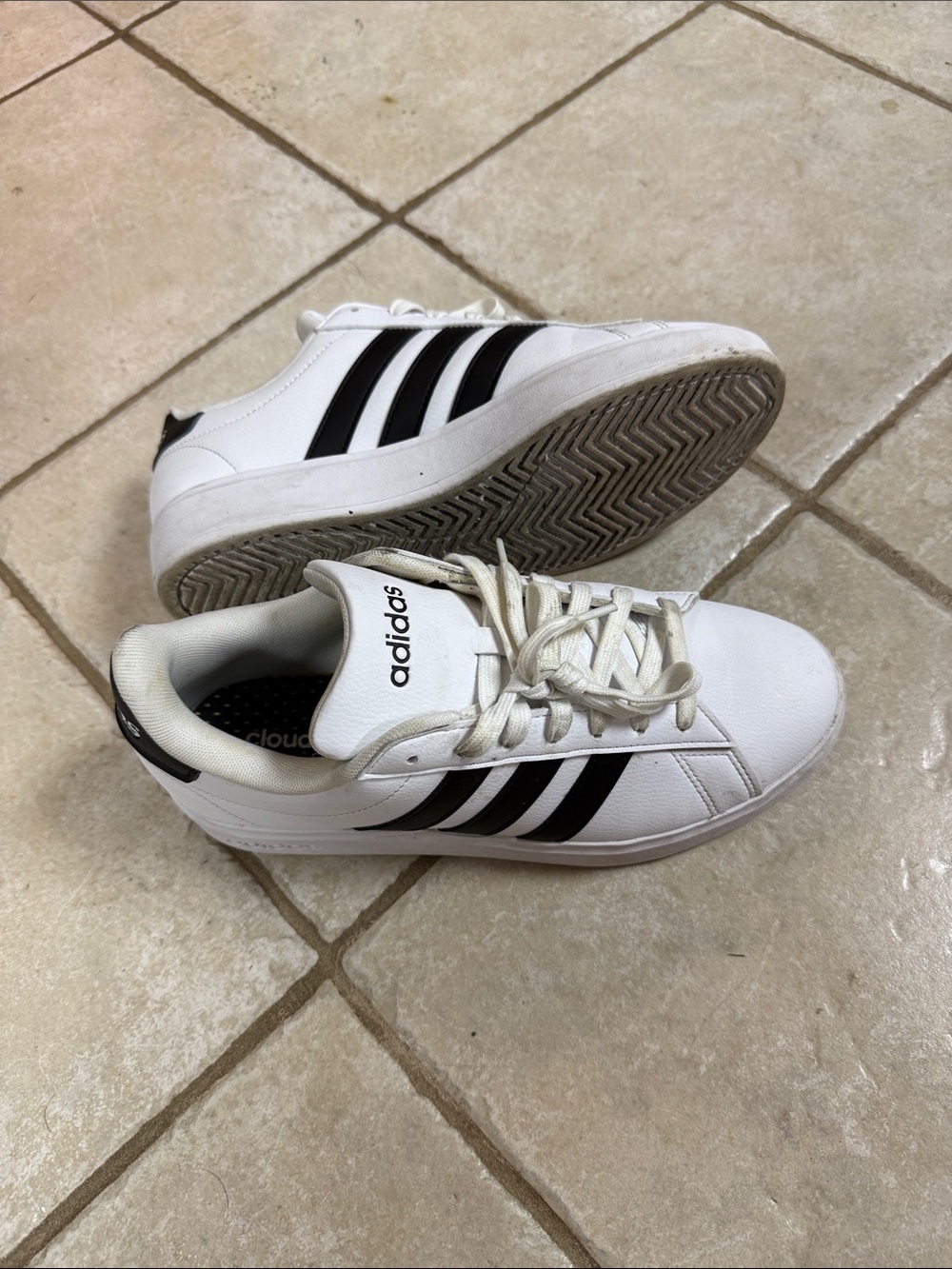 adidas White Sneakers with Black Stripes - Low Top Casual